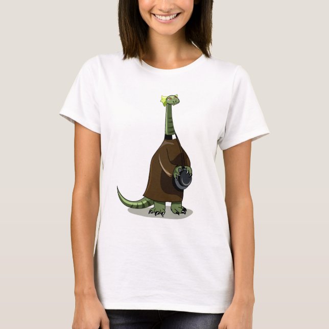 Camiseta Ilustracion De Un Plateosaurio Vestido Como Sacerd (Anverso)