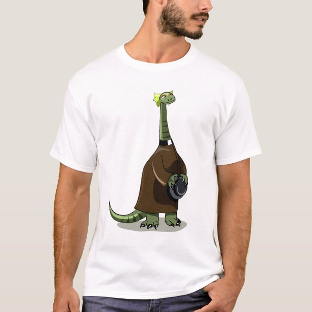 Camiseta Ilustracion De Un Plateosaurio Vestido Como Sacerd (Anverso)