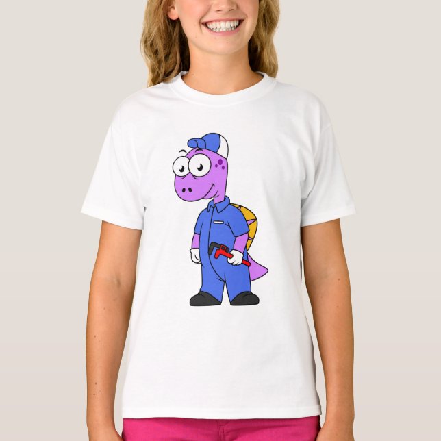 Camiseta Ilustracion De Un Plomero De Spinosaurus. (Anverso)