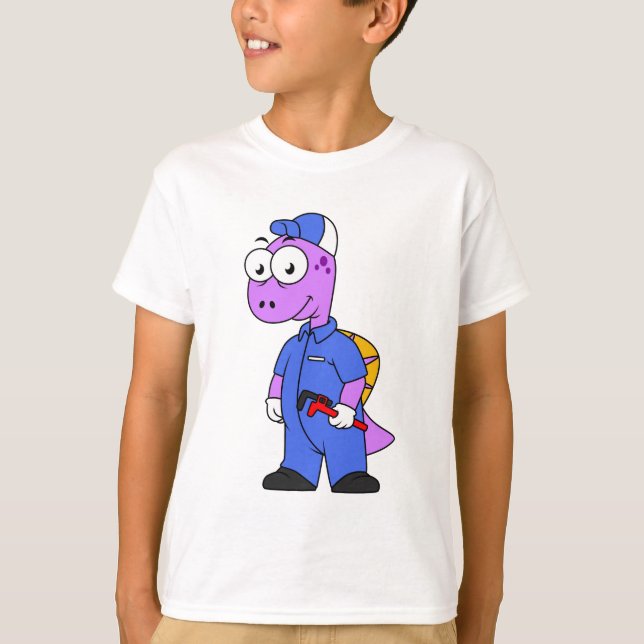 Camiseta Ilustracion De Un Plomero De Spinosaurus. (Anverso)