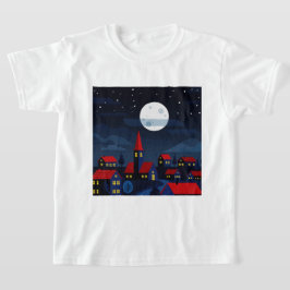 Camiseta Ilustración de un pueblo tranquilo por la noche