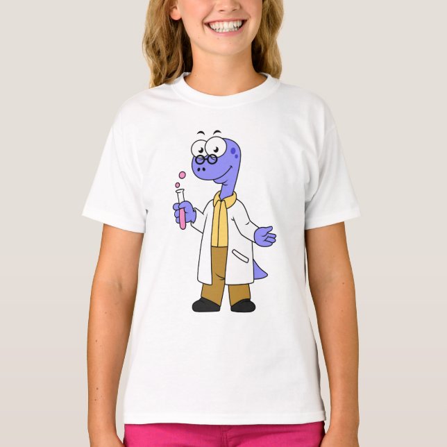 Camiseta Ilustracion De Un Químico Brontosauro. (Anverso)