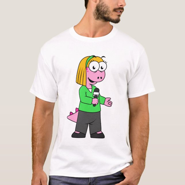 Camiseta Ilustracion De Un Reportero De Allosaurus News. (Anverso)