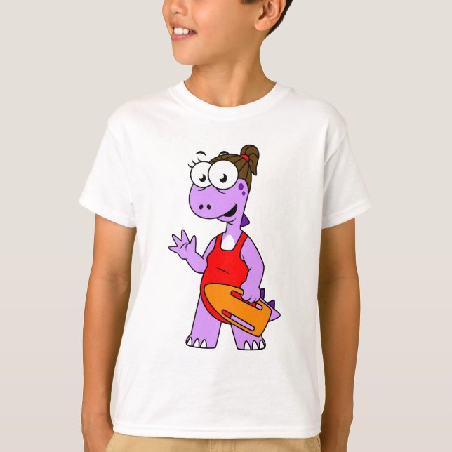 Camiseta Ilustracion De Un Salvavidas Tirrannosauro Rex. (Anverso)