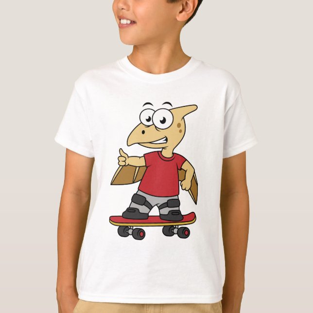 Camiseta Ilustracion De Un Skateboarding De Pterosaur. (Anverso)