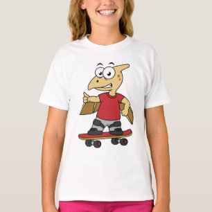 Camiseta Ilustracion De Un Skateboarding De Pterosaur.