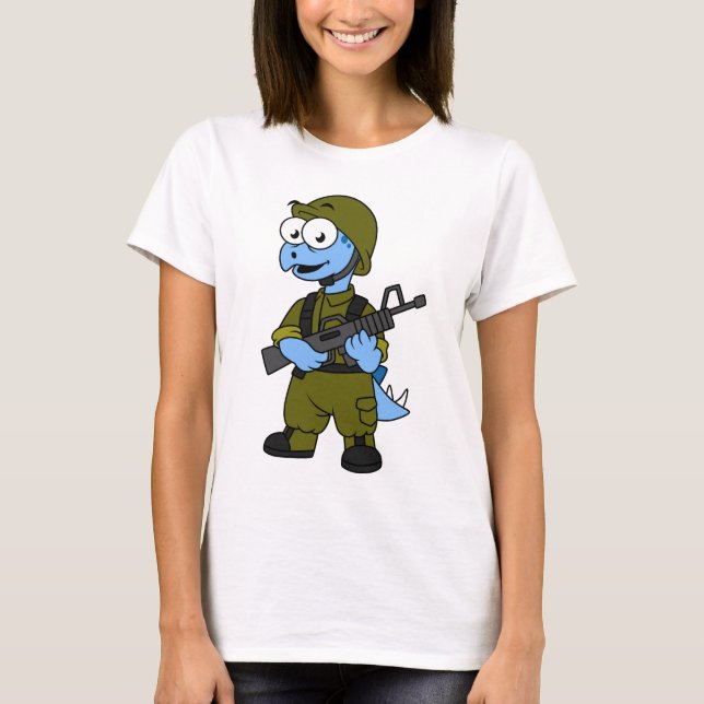 Camiseta Ilustracion De Un Soldado Estegosaurio. (Anverso)