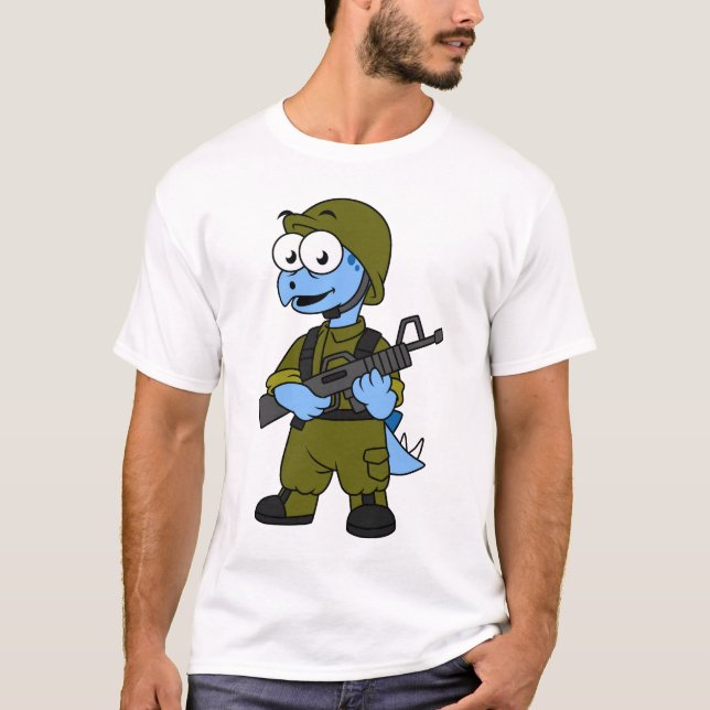 Camiseta Ilustracion De Un Soldado Estegosaurio. (Anverso)