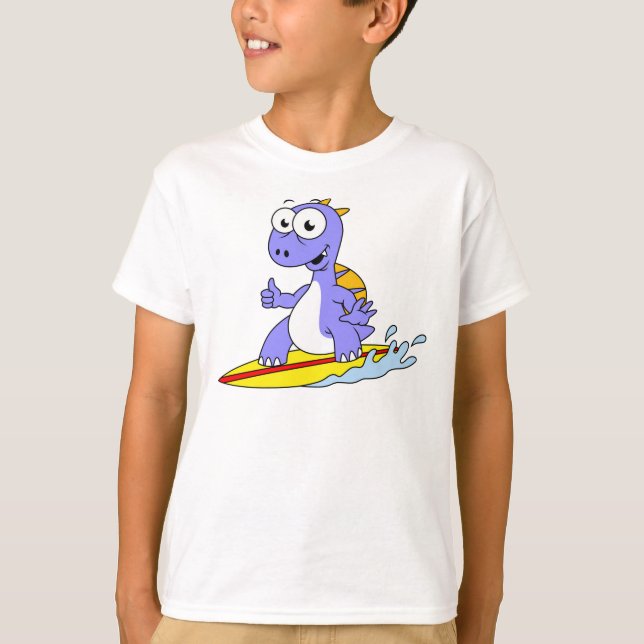 Camiseta Ilustracion De Un Spinosaurus De Surf. (Anverso)