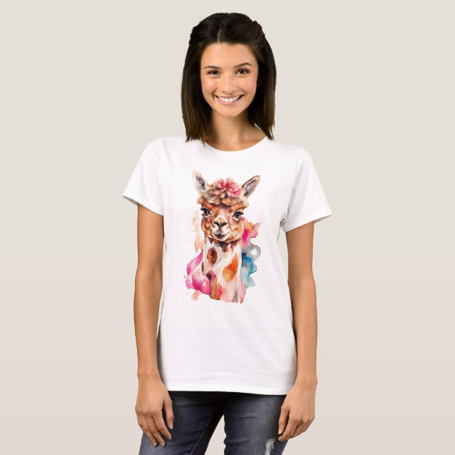 Camiseta ilustracion de una Alpaca (Anverso completo)