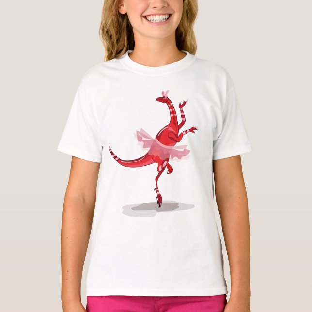 Camiseta Ilustracion De Una Ballerina Bailando Raptor. (Anverso)