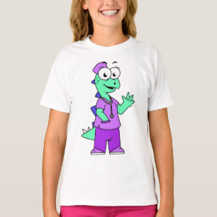 Camiseta Ilustracion De Una Enfermera Estegosauria.
