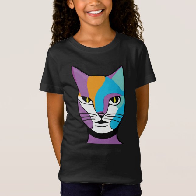 Camiseta Ilustracion de una mujer gata colorida (Anverso)