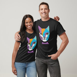 Camiseta Ilustracion de una mujer gata colorida