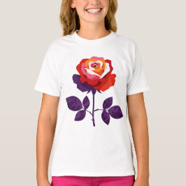 Camiseta Ilustración de una rosa colorida