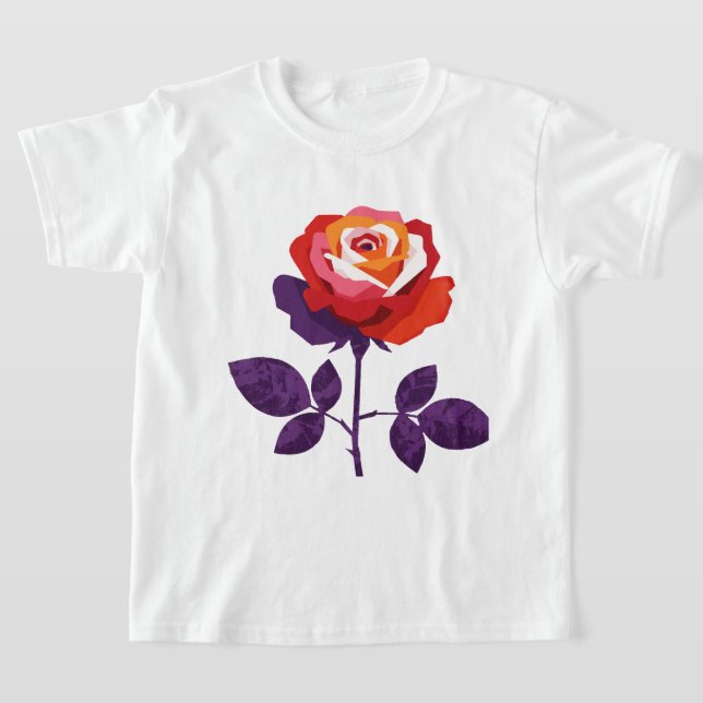 Camiseta Ilustración de una rosa colorida (Distribución)