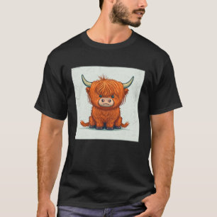 Camiseta Ilustración de vaca de las Highlands escocesas lin