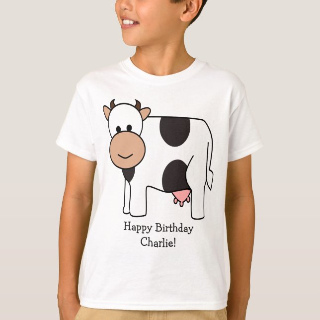 Camiseta Ilustración de vaca texto personalizado ropa (Anverso)