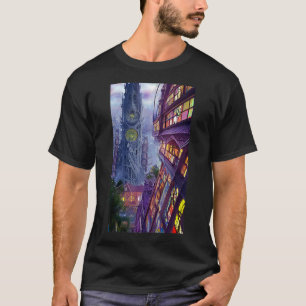 Camiseta Ilustracion de ventanas de vidrio manchado en cons