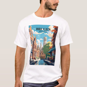 Camiseta Ilustración de viaje a Brujas Bélgica