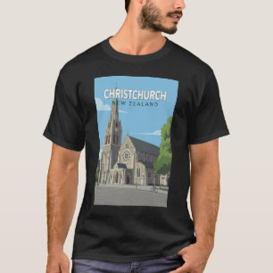 Camiseta Ilustración de viaje de arte de Christchurch Nueva