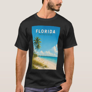 Camiseta Ilustración de viaje de arte vintage de Florida