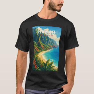Camiseta Ilustración de viaje de arte vintage de Hawái