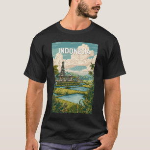 Camiseta Ilustración de viaje de arte vintage de Indonesia