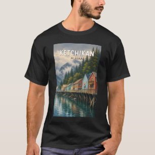 Camiseta Ilustración de viaje de arte vintage de Ketchikan
