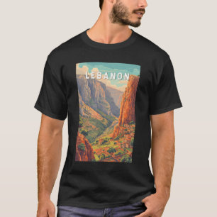 Camiseta Ilustración de viaje de arte vintage de Líbano