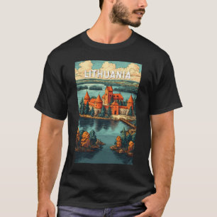 Camiseta Ilustración de viaje de arte vintage de Lituania