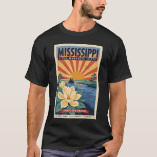 Camiseta Ilustración de viaje de arte vintage de Mississipp