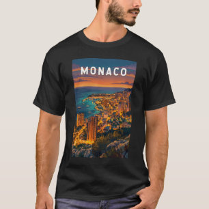 Camiseta Ilustración de viaje de arte vintage de Mónaco