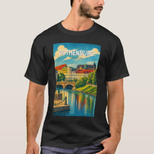 Camiseta Ilustración de viaje de arte vintage Gotemburgo Su