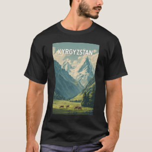 Camiseta Ilustración de viaje de arte vintage Kirguistán