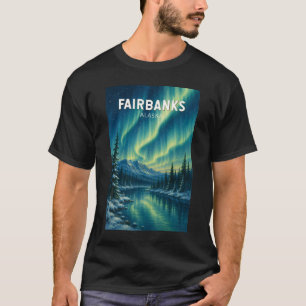 Camiseta Ilustración de viaje de Fairbanks Alaska Arte Vint