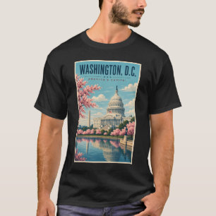 Camiseta Ilustración de viaje de flores de cerezo de Washin
