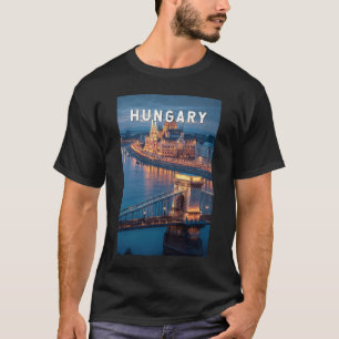 Camiseta Ilustración de viaje de Hungría Arte Vintage