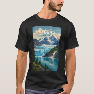 Camiseta Ilustración de viaje de Juneau Alaska Arte Vintage
