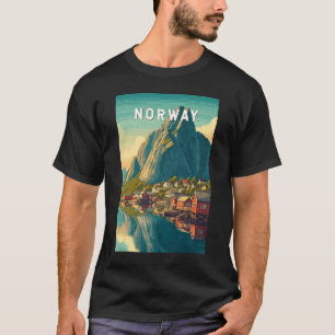 Camiseta Ilustración de viaje de Noruega Arte vintage