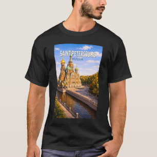 Camiseta Ilustración de viaje de San Petersburgo Rusia Arte