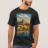 Ilustración de viaje de Suecia Arte Vintage