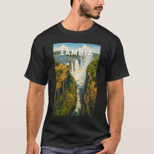 Camiseta Ilustración de viaje de Zambia Arte vintage