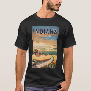 Camiseta Ilustración de viaje del campo de Indiana Arte ret