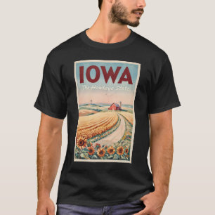Camiseta Ilustración de viaje del campo de Iowa Arte Vintag