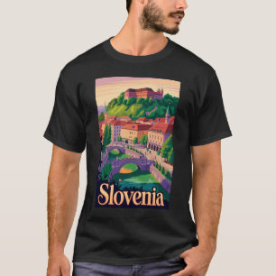 Camiseta Ilustración de viaje del puente de Ljubljana Eslov