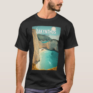 Camiseta Ilustración de viajes de arte vintage de Zakynthos
