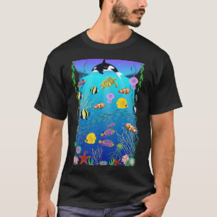 Camiseta Ilustración de vida marina submarina colorida cami