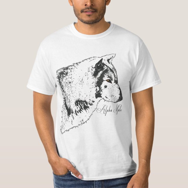 Camiseta Ilustracion de vida silvestre Alpha Gray Wolf (Anverso)