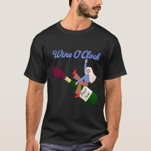 Camiseta Ilustracion De Vino O Reloj Para Mujeres Que Aman
